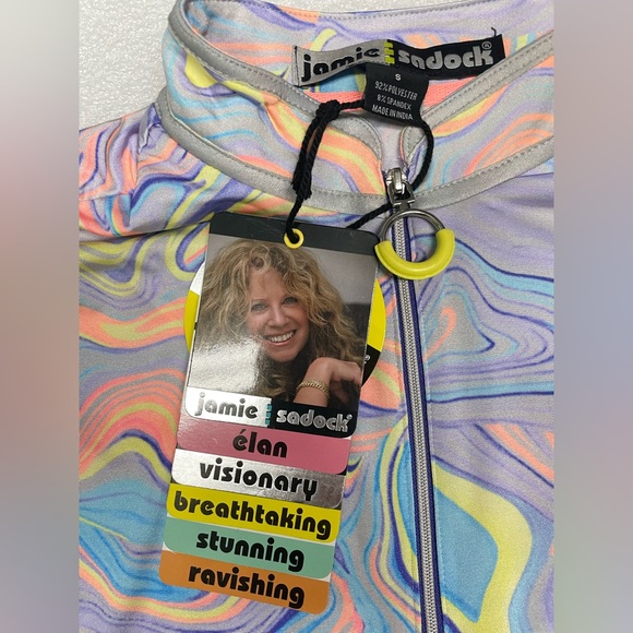 Jamie Sadock Women's Purple Rain Swirl Golf Polo 3/4 Sleeves Sz s &M MSRP $95 - Picture 2 of 7